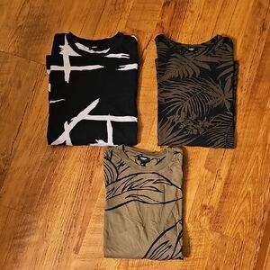 Express Men's Short Sleeve Tees Trio - Black/White & Olive/Black